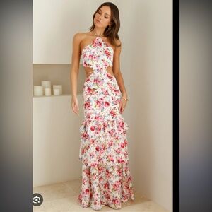 Hello Molly Pink Floral Halter Dress